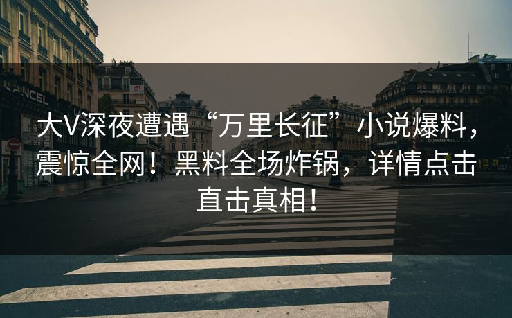 大V深夜遭遇“万里长征”小说爆料，震惊全网！黑料全场炸锅，详情点击直击真相！