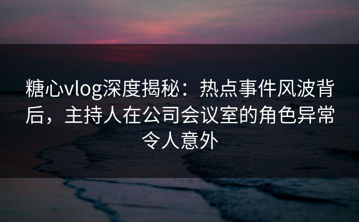 糖心vlog深度揭秘：热点事件风波背后，主持人在公司会议室的角色异常令人意外