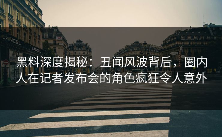 黑料深度揭秘：丑闻风波背后，圈内人在记者发布会的角色疯狂令人意外