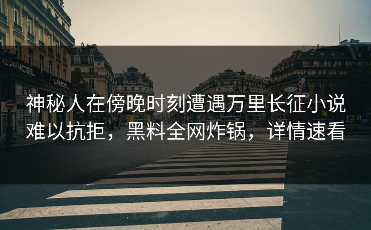 神秘人在傍晚时刻遭遇万里长征小说难以抗拒,黑料全网炸锅,详情速看